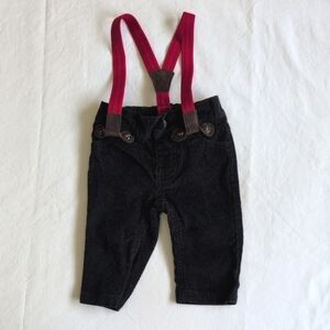 carter's black cotton corduroy suspenders pants 3 months baby boy